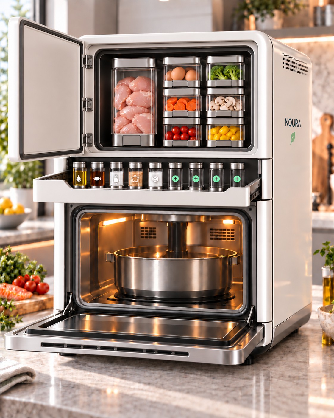 Không gian nguyên liệu và chế biến bên trong NOURA Home